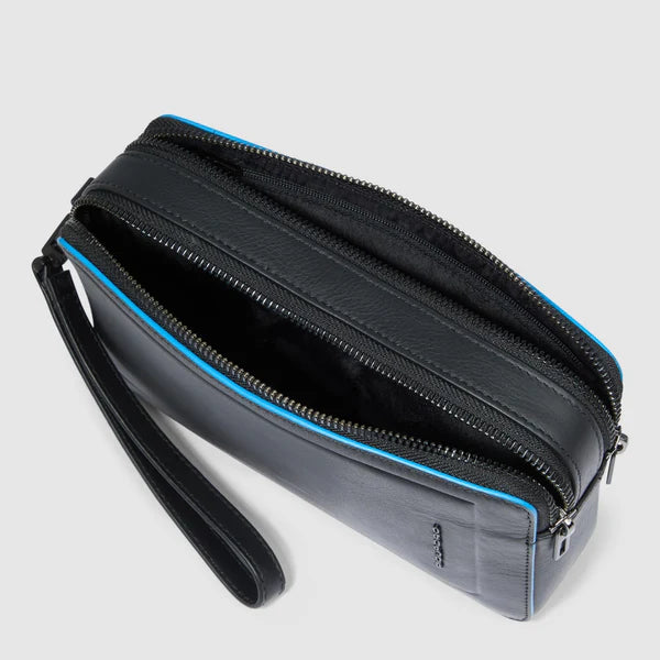 Piquadro Pochette Nera a due scomparti Linea Blue Square AC4221S138