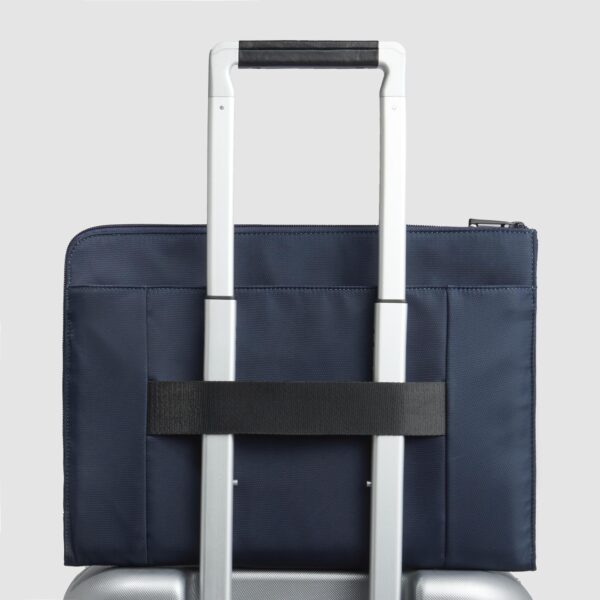 Piquadro Custodia Borsa Porta PC 13,3" Manici A Scomparsa Pelle e Tessuto Blu AC6810W129