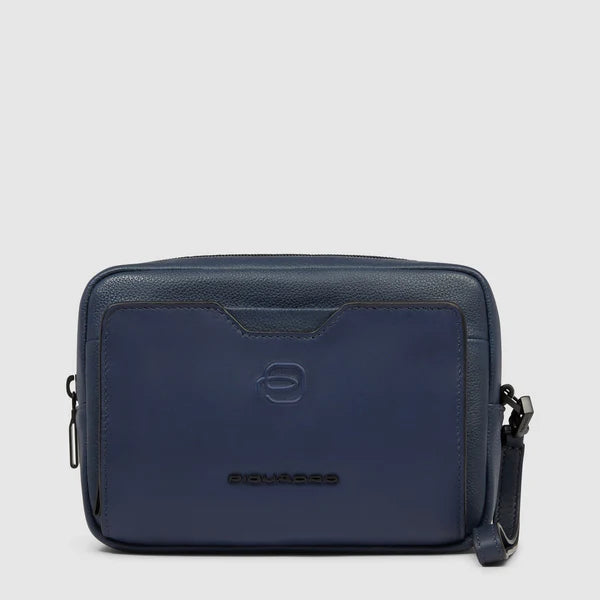 Piquadro Pochette Blu in pelle a due scomparti con tracolla rimovibile AC6913S142