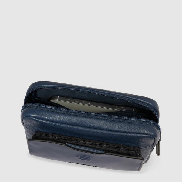 Piquadro Pochette Blu in pelle a due scomparti con tracolla rimovibile AC6913S142