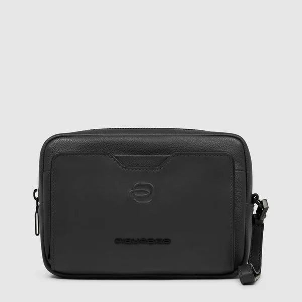 Piquadro Pochette Nera in pelle  a due scomparti con tracolla rimovibile AC6913S142