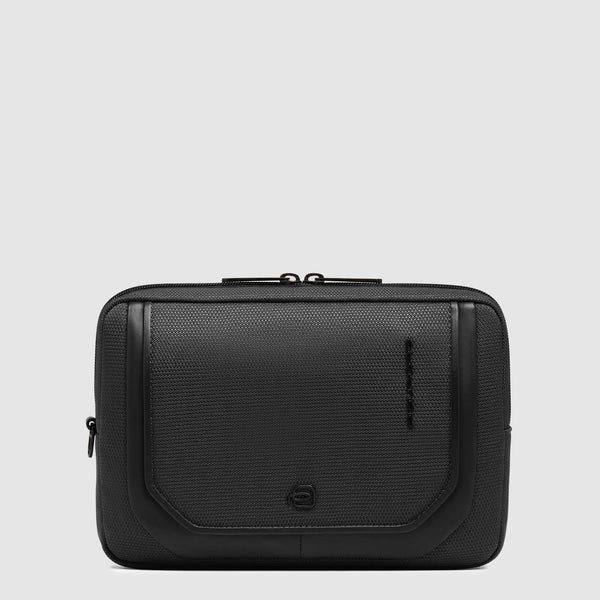 Piquadro Pochette in tessuto riciclato e pelle Nero AC6961S143