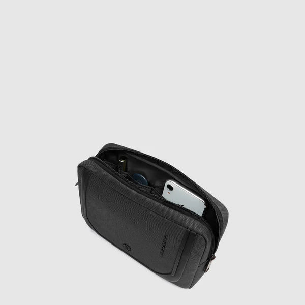 Piquadro Pochette in tessuto riciclato e pelle Nero AC6961S143