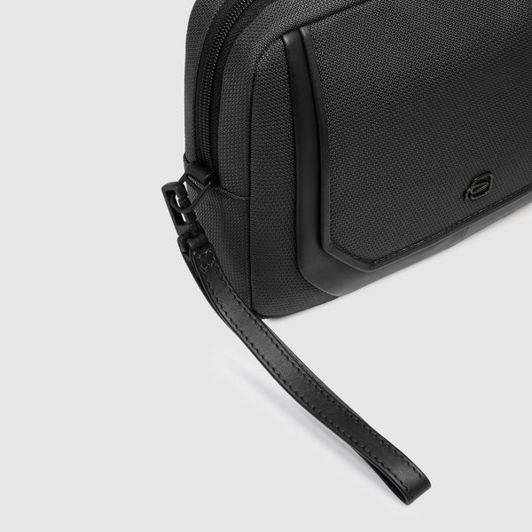 Piquadro Pochette in tessuto riciclato e pelle Nero AC6961S143