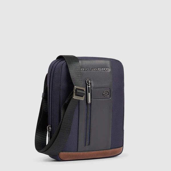 Piquadro Borsello con tasca anteriore porta IPAD Mini  Blu/Cuoio CA3084BR2