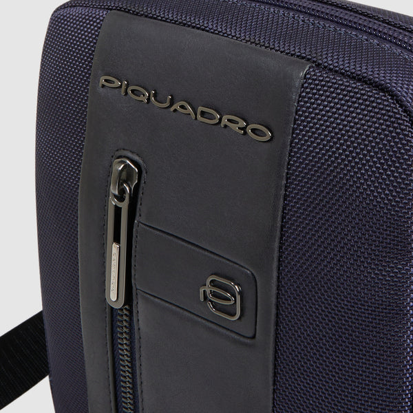 Piquadro Borsello con tasca anteriore porta IPAD Mini  Blu/Cuoio CA3084BR2