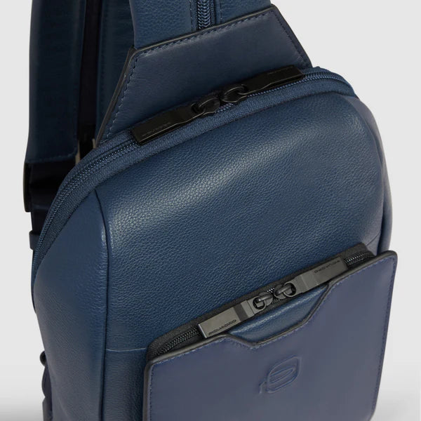 Piquadro Zaino Monospalla Blu in pelle porta iPad®mini RFID CA6916S142