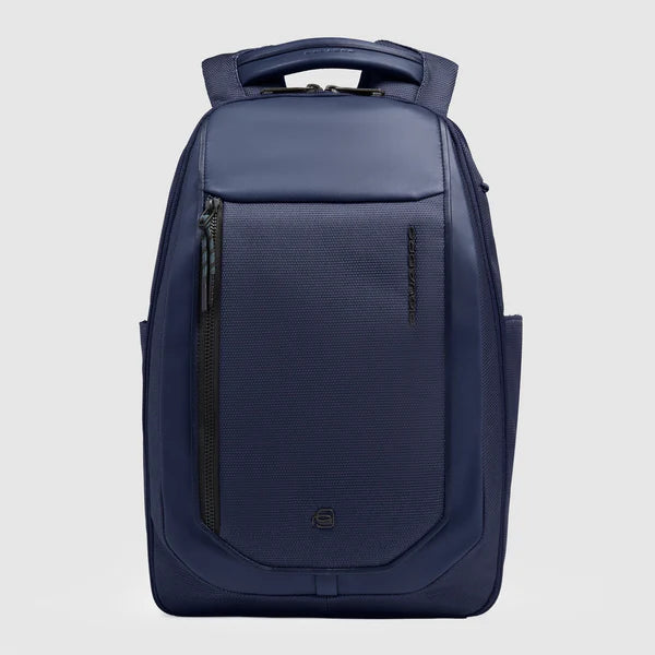 Piquadro Zaino da viaggio e moto in tessuto riciclato e pelle Blu,  con USB e RFID CA6927S143BM
