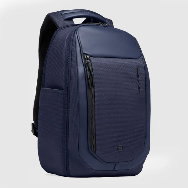 Piquadro Zaino da viaggio e moto in tessuto riciclato e pelle Blu,  con USB e RFID CA6927S143BM