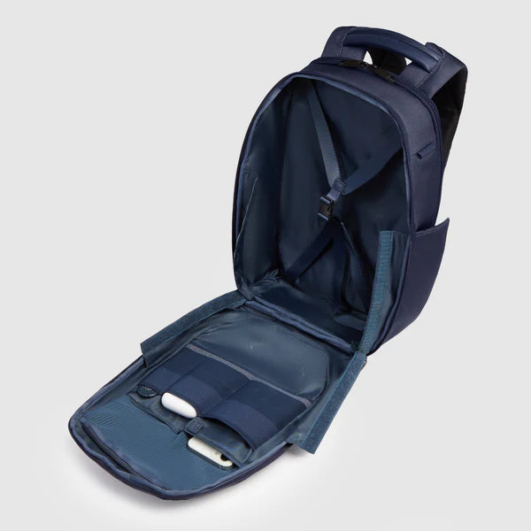 Piquadro Zaino da viaggio e moto in tessuto riciclato e pelle Blu,  con USB e RFID CA6927S143BM