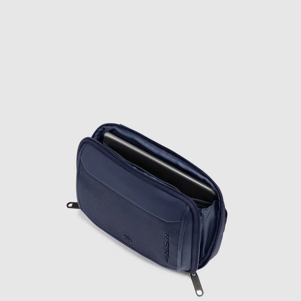 Piquadro Tracolla uomo porta iPad mini  in tessuto riciclato e pelle Blu con RFID CA6932S143