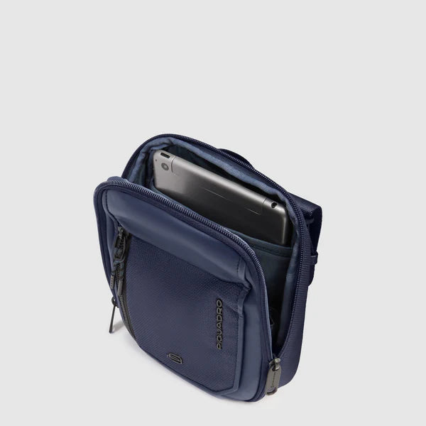 Borsello porta iPad®mini in tessuto riciclato e pelle Nero con RFID CA6933S143