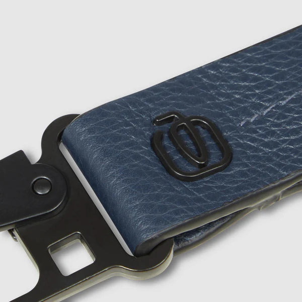 Piquadro Moschettone portachiavi in pelle e metallo blu  PC6846W137