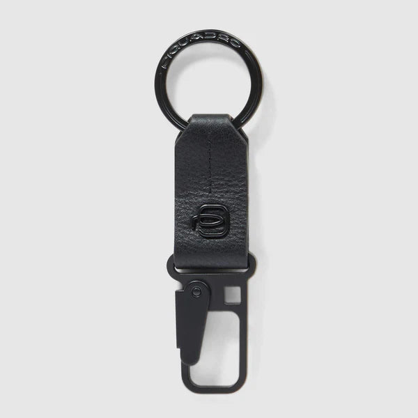 Piquadro Moschettone portachiavi in pelle e metallo nero PC6846W137