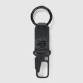 Piquadro Moschettone portachiavi in pelle e metallo nero PC6846W137