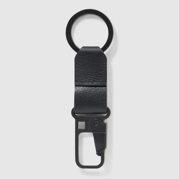 Piquadro Moschettone portachiavi in pelle e metallo nero PC6846W137