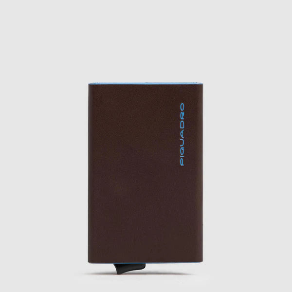 Piquadro Portacarte uomo automatico in pelle marrone Blue Square PP4825B2BLR
