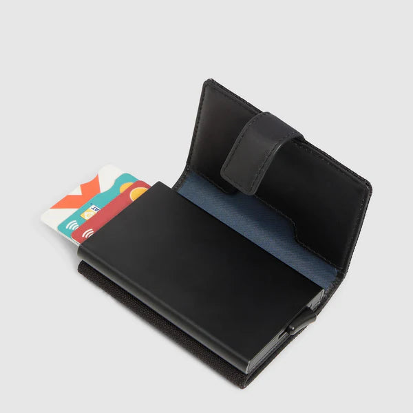Piquadro Portacarte e portafoglio uomo automatico nero in tessuto con RFID PP5649S143R/N