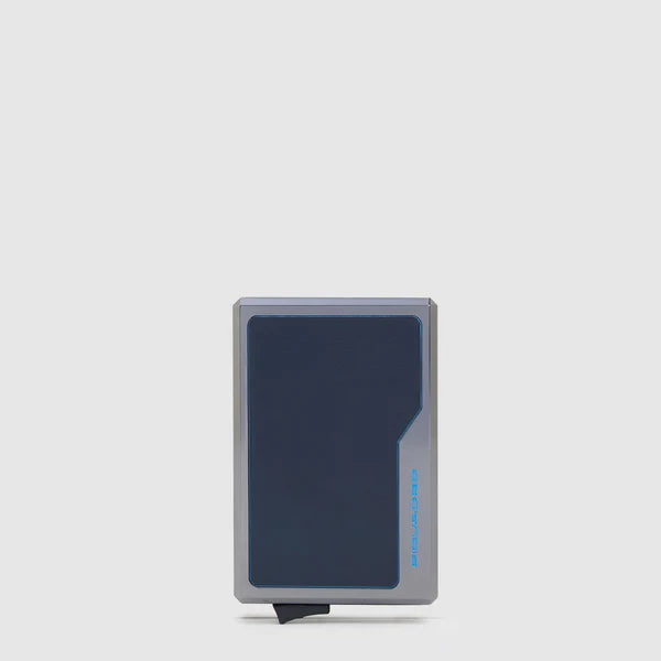 Piquadro Portacarte MagSafe Blu in Alluminio e Pelle con RFID PP7072B2R