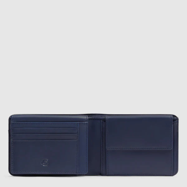 Piquadro Portafogli con porta documenti e monete in tessuto e pelle Blu RFID PU1392S143R