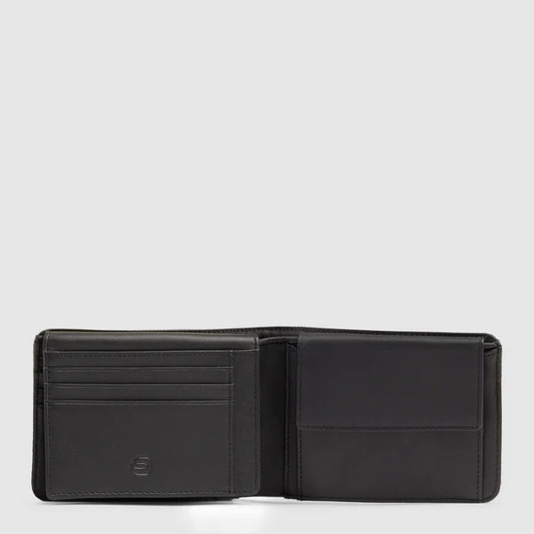 Piquadro Portafogli con porta documenti e monete in tessuto e pelle Nero RFID PU1392S143R