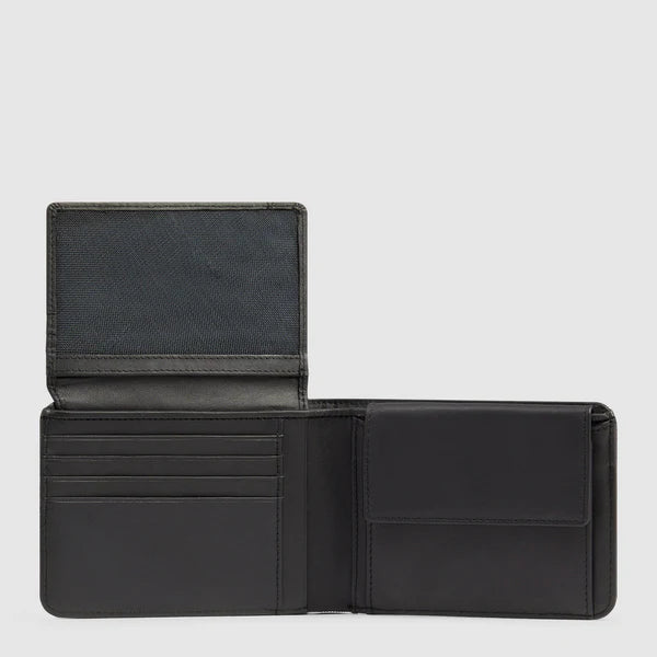 Piquadro Portafogli con porta documenti e monete in tessuto e pelle Nero RFID PU1392S143R