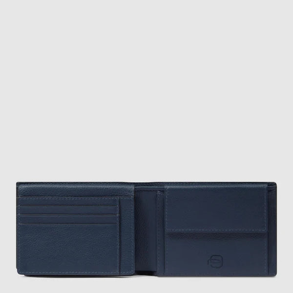 Piquadro Portafogli uomo in pelle  con porta documenti e portamonete Blu con RFID PU1392W137R