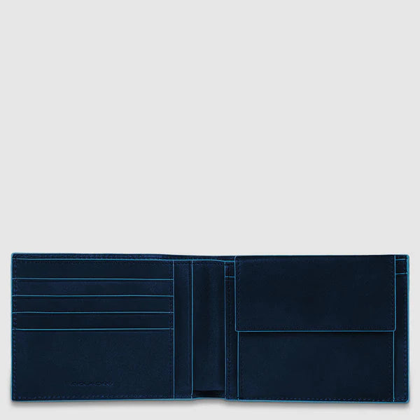 Piquadro Portafogli uomo in pelle Blue Square con portamonete Blu con RFID PU257B2R