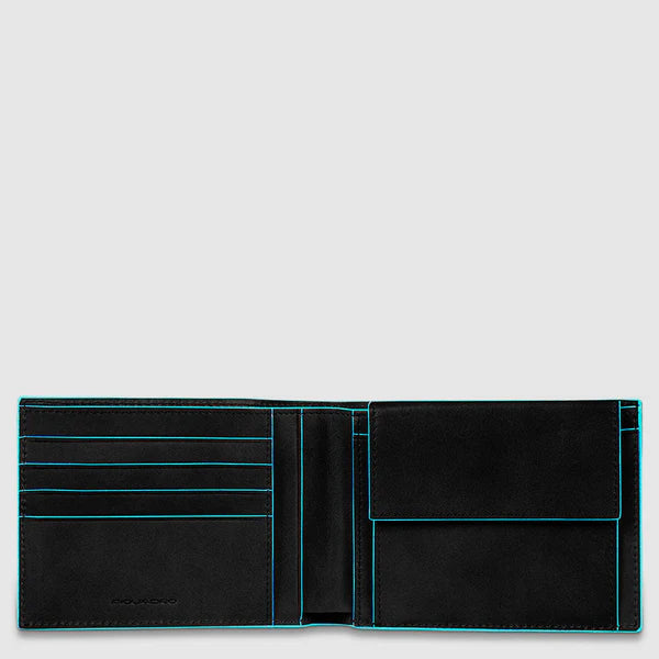 Piquadro Portafogli uomo in pelle Blue Square con portamonete Nero con RFID PU257B2R