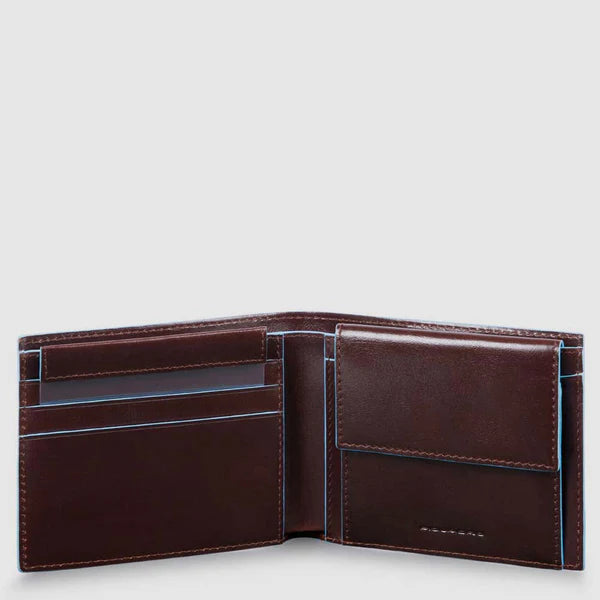 Piquadro Portafogli uomo con portamonete moro in pelle Blue Square con RFID PU4188B2R