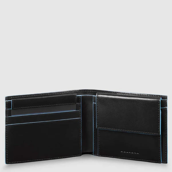 Piquadro Portafogli uomo con portamonete nero in pelle Blue Square con RFID PU4188B2R
