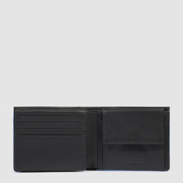 Piquadro Portafoglio Uomo in Pelle Nero Blue Square con portamonete PU4518S138R