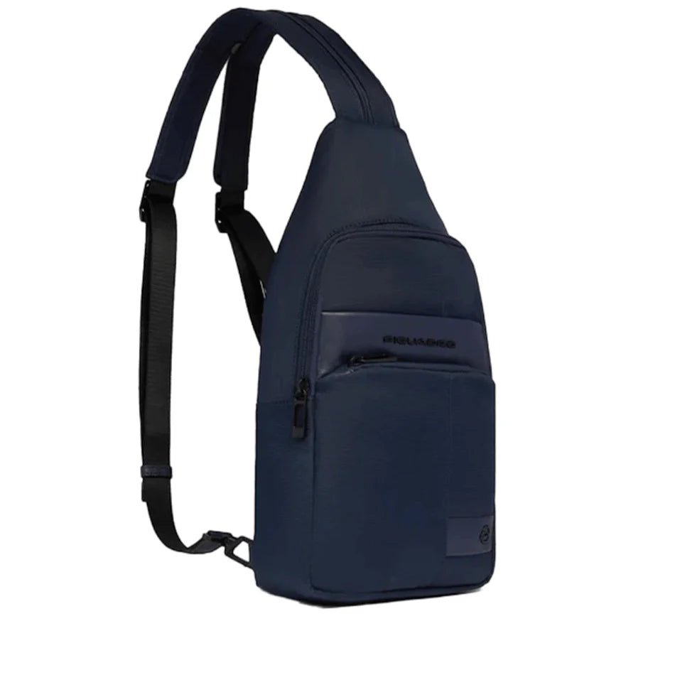 Piquadro Monospalla Porta iPad mini in Tessuto e Pelle Blu linea Wollem CA6540W129