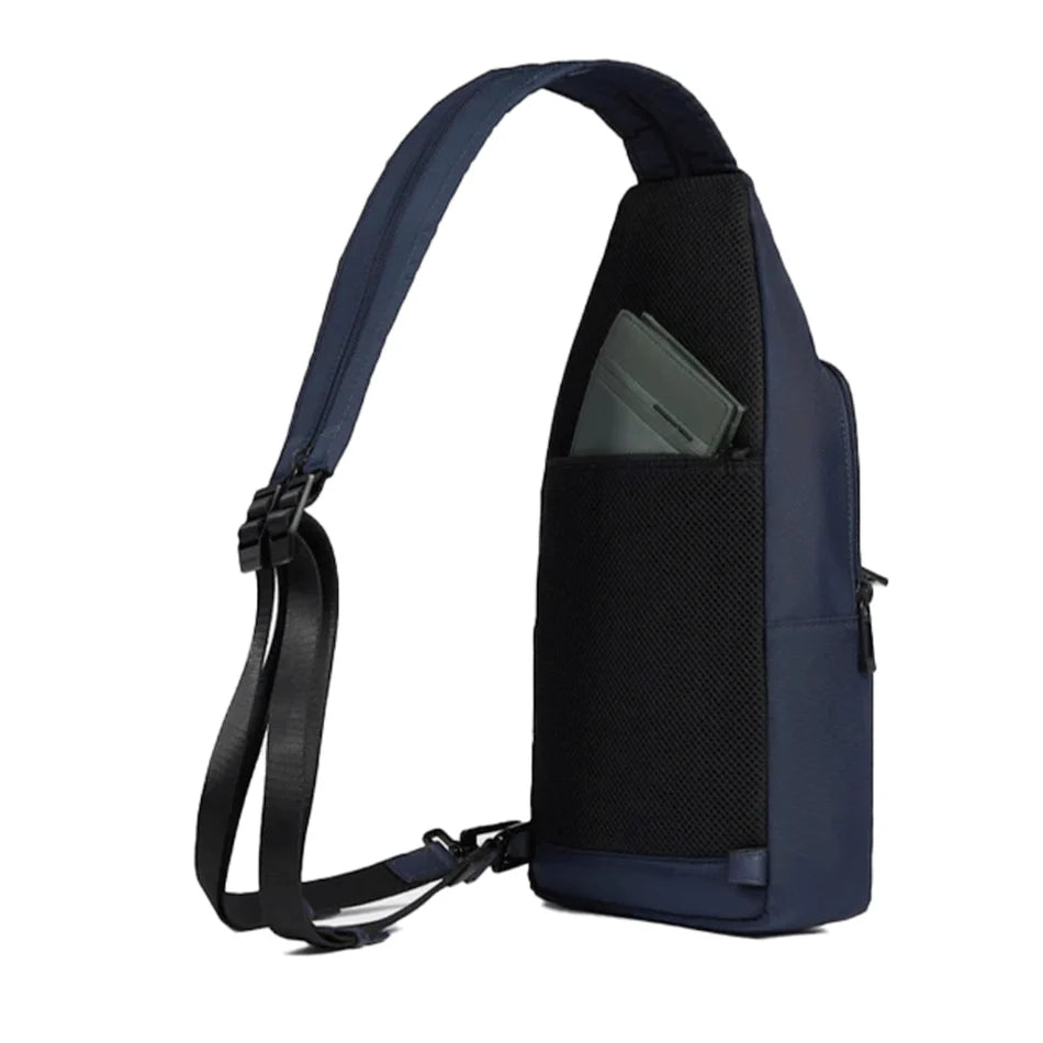 Piquadro Monospalla Porta iPad mini in Tessuto e Pelle Blu linea Wollem CA6540W129