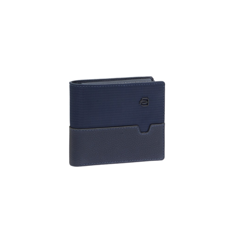 Piquadro Portafoglio con portamonete in pelle e tessuto Blu  PU4188W138R