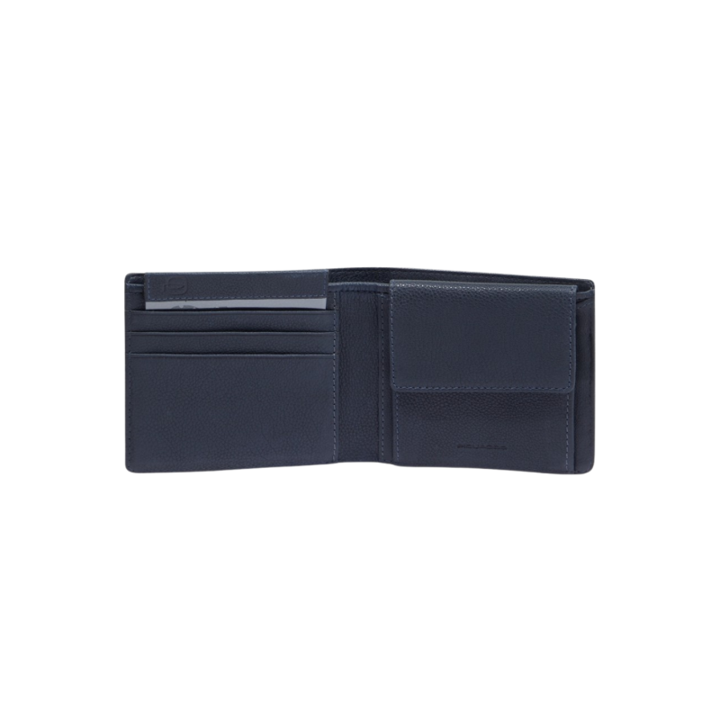 Piquadro Portafoglio con portamonete in pelle e tessuto Blu  PU4188W138R
