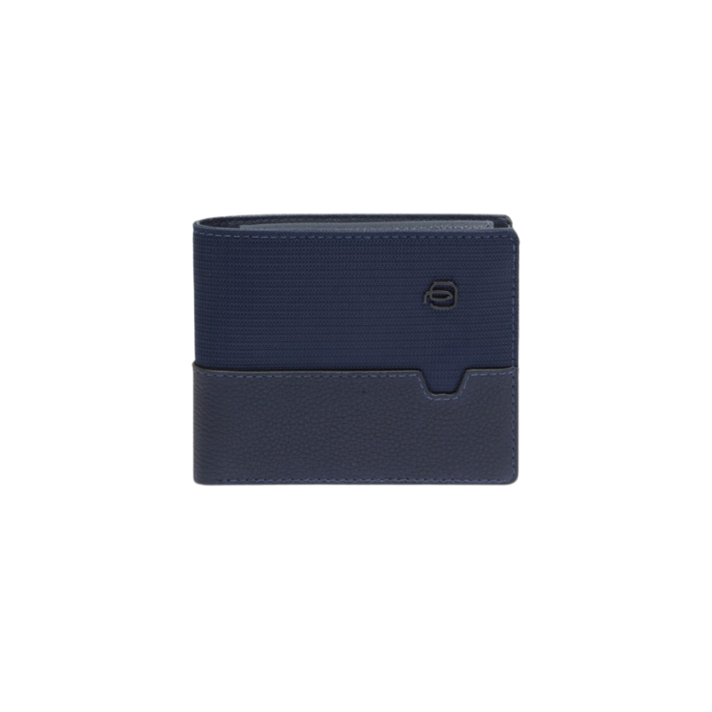 Piquadro Portafoglio con portamonete in pelle e tessuto Blu  PU4188W138R